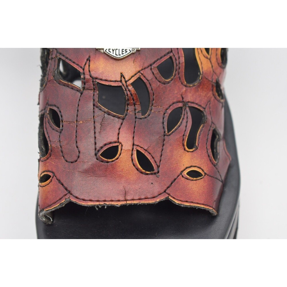 Y2K Harley-Davidson Women's 8M Red/Black Flames Leat… - Gem